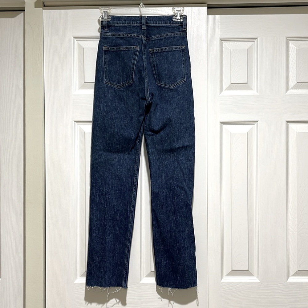 & OTHER STORIES HIGH WAISTED STRAIGHT LEG JEANS WITH CUT RAW EDGE HEM SIZE 24 - Picture 10 of 12